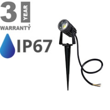 Nedes Leszúrható LED reflektorlámpa, fekete (3W) meleg fehér  IP67 kültéri világítás