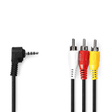 Nedis Audio Video 3.5mm Jack apa - 3x RCA apa Kábel (1m) - Fekete kábel és adapter