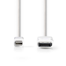 Nedis CCGP37400WT20 Mini DisplayPort - DisplayPort (apa - apa) kábel 2m - Fehér kábel és adapter