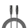 Nedis COTG15010GY100 egyensúlyozott XLR audiokábel XLR 3 csatlakozó -> XLR 3 aljzat  10 m szürke (COTG15010GY100)