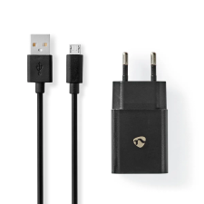 Nedis Hálózati USB töltő 10.5W + USB - MicroUSB töltőkábel 1m - Fekete mobiltelefon kellék
