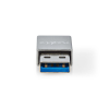 Nedis Nedis CCTB60925AL USB-A adapter, USB 3.2 Gen 1, USB-A férfi, USB-C™ anya, 5 Gbps, kerek, Nikkelezett, Ezüst