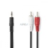 Nedis Sztereó audiokábel | 3.5 mm Dugasz | 2x RCA Dugasz | Nikkelezett | 10.0 m | Kerek | Fekete | Label