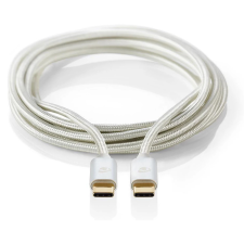 Nedis USB kábel | USB 2.0 | USB-C™ Dugasz | USB-C™ Dugasz | 100 W | 480 Mbps | Aranyozott | 2.00 m | Kerek | Márkás / Nejlon Tok | Ezüst | Ablakos Fedő Doboz kábel és adapter