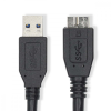 Nedis USB kábel | USB 3.2 Gen 1 | USB-A Dugasz | USB Micro-B Dugasz | 5 Gbps | Nikkelezett | 1.00 m | Kerek | PVC | Kék | Label