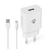 Nedis WCHAC242AWT USB-A Hálózati töltő adapter + USB-C kábel - Fehér (12W)
