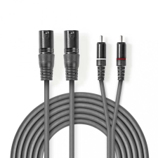 Nedis XLR 3-tűs Dugasz x2, RCA Dugasz x2, PVC, nikkelezett, szimmetrikus audió kábel, 3m, sötét szürke (COTH15210GY30) kábel és adapter