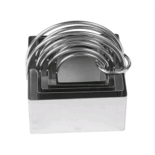  Négyszög alakú, fém sütikiszúró szett, 5 részes sütés és főzés