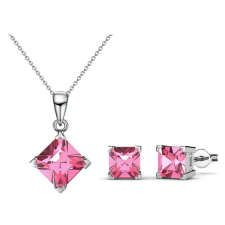 Nella Swarovski kristályos szett - rózsaszín ékszer szett