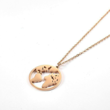 Nemesacél földgömb medál nyaklánccal, rose gold medál