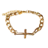  Nemesacél kereszt díszes rozsdamentes acél vastag szemes karkötő, arany színű