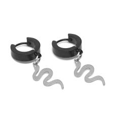  Nemesacél kígyós fülbevaló, ezüst-fekete színű fülbevaló