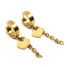  Nemesacél Szív Lakat fülbevaló lánccal, arany színű fülbevaló