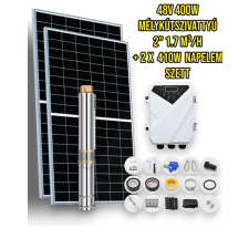 Nemsemmi Napelemes öntöző szivattyú készlet - 2x410W napelem, 400W búvárszivattyú 1,7 m³/h 64 m - szolár szabályzó - öntözés mélykút szivattyúval és napenergiával! szivattyú