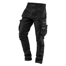 Neo Farmer Munkásnadrág, DENIM, fekete, cipzáros oldalzsebekkel, 98% pamut, 410 g/m2, XS