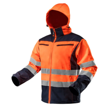 Neo Tools 81-701-M Láthatósági Softshell Munkavédelmi kabát, kapucnival, narancssárga, M láthatósági ruházat
