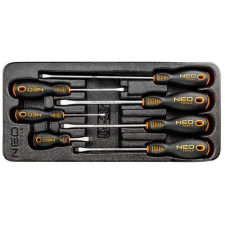 Neo Tools Csavarhúzó készlet, lapos 7db, műhelykocsitálcával (84-231) csavarhúzó