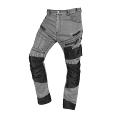 Neo Tools Farmer munkásnadrág, Denim, 82% pamut, Oxford szövet, térdvédő betét, cippzáras zsebek, szürke-fekete, XXXL