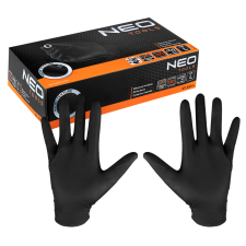 Neo Tools Munkakesztyű, perforált nitril, fekete, 100db, L (97-691-L) védőkesztyű