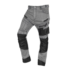 Neo Tools Neo farmer munkásnadrág, Denim, 82% pamut, Oxford szövet, térdvédő betét, cippzáras zsebek, szürke-fekete, M