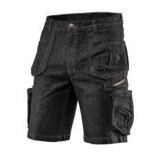 Neo Tools Rövidnadrág, farmer, DENIM, fekete, cipzáros oldalzsebekkel, 98% pamut, 410g/m2, XXXL (81-273-XXXL)
