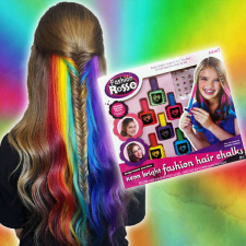  Neon hajszínező kréta készlet, bármilyen típusú hajra – 6 féle színválaszték – 25 db hajmatrica (... hajfesték, színező