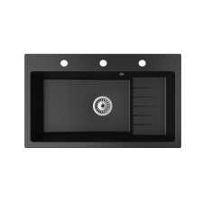 Nero Gránit mosogató NERO Boss + szifon (matt fekete) mosogatótálca