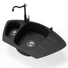 Nero Gránit mosogató NERO Compact + Vintage csaptelep + adagoló (fekete matt)