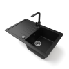 Nero Gránit mosogató NERO Eris + Design csaptelep + dugókiemelő (matt fekete)