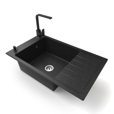 Nero Gránit mosogató NERO Grande + Design csaptelep + adagoló (fekete) csaptelep