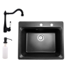 Nero Gránit mosogató NERO Italia + rusztikus csaptelep + adagoló (Fekete)