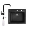 Nero Gránit mosogató NERO Italia + Steel csaptelep + adagoló (fekete)