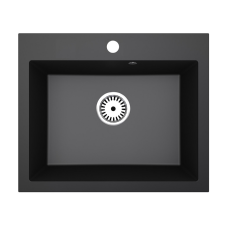 Nero Gránit mosogató NERO Piazza-60 + szifon dugókiemelővel (fekete) mosogatótálca