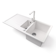 Nero Gránit mosogató - Nero Solarys + Design csaptelep (fehér) mosogatótálca