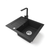 Nero Gránit mosogatótálca NERO Monza + Design csaptelep + dugókiemelő (fekete)