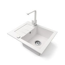 Nero Gránit mosogatótálca NERO Monza + Design csaptelep (fehér) mosogatótálca
