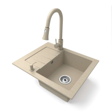 Nero Gránit mosogatótálca NERO Monza + Snake csaptelep + adagoló (bézs) mosogatótálca