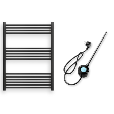 Nero Italia Fekete Törölközőszárító Radiátor - 75x100 cm, 400W Fűtőpatronnal fűtőtest, radiátor