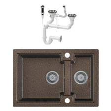 Nero Laneo Boston S63-43BR Gránit Mosogató + dugóemelő (barna) mosogatótálca