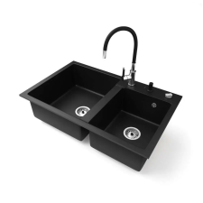 Nero Palazzo - Dupla Medencés Gránit Mosogató - 80cm mosogatótálca