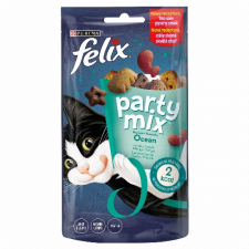 Nestlé hungária kft Felix Party Mix Ocean kiegészítő állateledel macskáknak lazac, tőkehal és pisztráng ízesítéssel 60 g jutalomfalat macskáknak