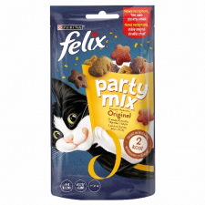 Nestlé hungária kft Felix Party Mix Original kiegészítő állateledel macskáknak csirke, máj és pulyka ízesítéssel 60 g jutalomfalat macskáknak