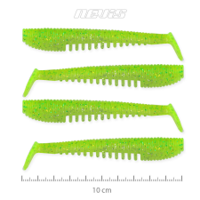 Nevis Impulse Shad 10cm 4db/cs Fluo Zöld Flitter x2 horgászkiegészítő