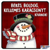 Nevlini Karácsonyi hűtőmágnes, hóember csíkos sállal