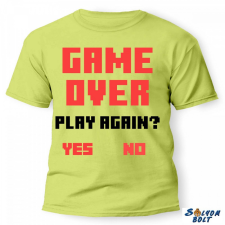 Nevlini vicces póló több színben, game over, play again ajándéktárgy