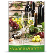 Névnapi képeslap férfiaknak - boros - borítékos party kellék