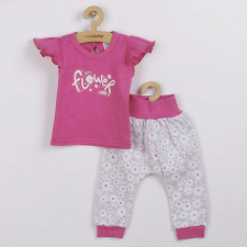 NEW BABY 2-részes pamut együttes New Baby Happy Flower sötét rózsaszín gyerek ruha szett