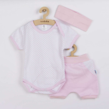NEW BABY 3-részes nyári pamut együttes New Baby Perfect Summer világos rózsaszín gyerek ruha szett