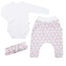 NEW BABY 3-részes pamut együttes New Baby Kiddy fehér-rózsaszín 1-3 hó (62 cm)