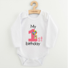NEW BABY Baba body nyomtatással New Baby My first birthday pink